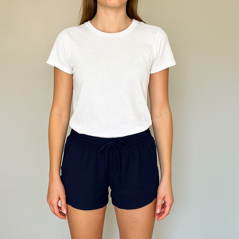 Navy Blue Elastic Waist Casual Shorts Women XS Lightweight Summer